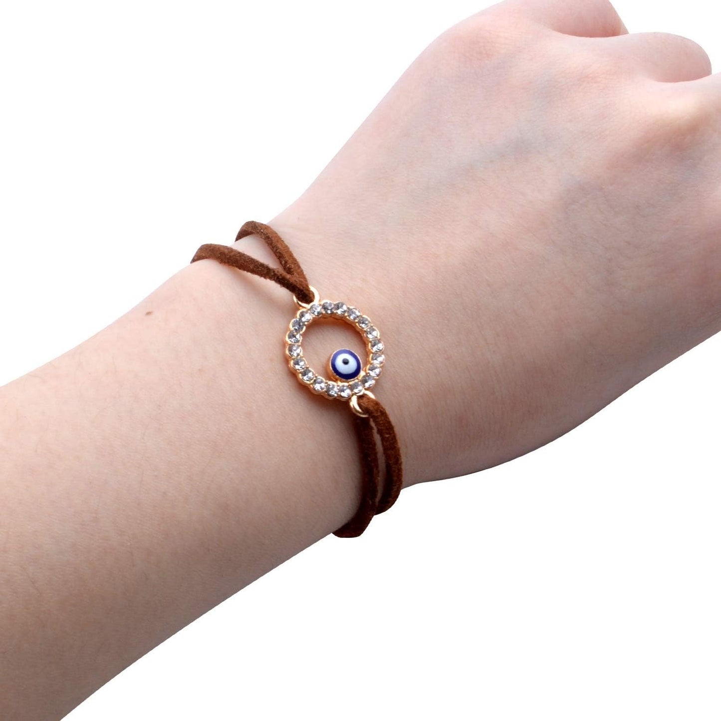 40pcs Evil Eye Connectors Pendants Bracelet Rhinestone Connector Bead Charms Round Cross Hand Eye Forms for Bracelet Necklace Crafts DIY,Gold