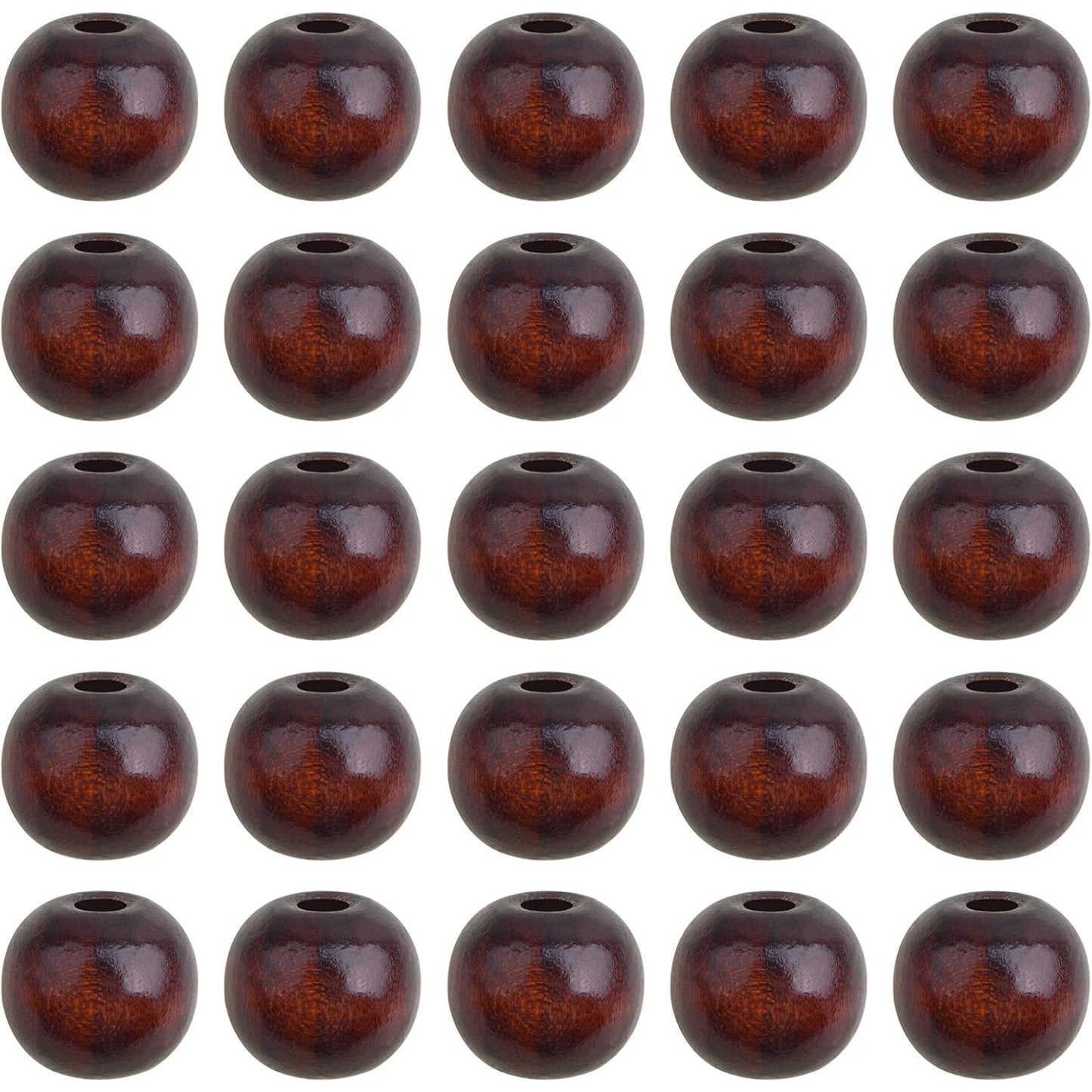 200pcs Natural Round Wooden Spacer Beads Solid Wood Loose Beads with 4.5 mm Large Hole Handmade Accessories for DIY Bracelet Crafts Jewelry Making, Dark Coffee