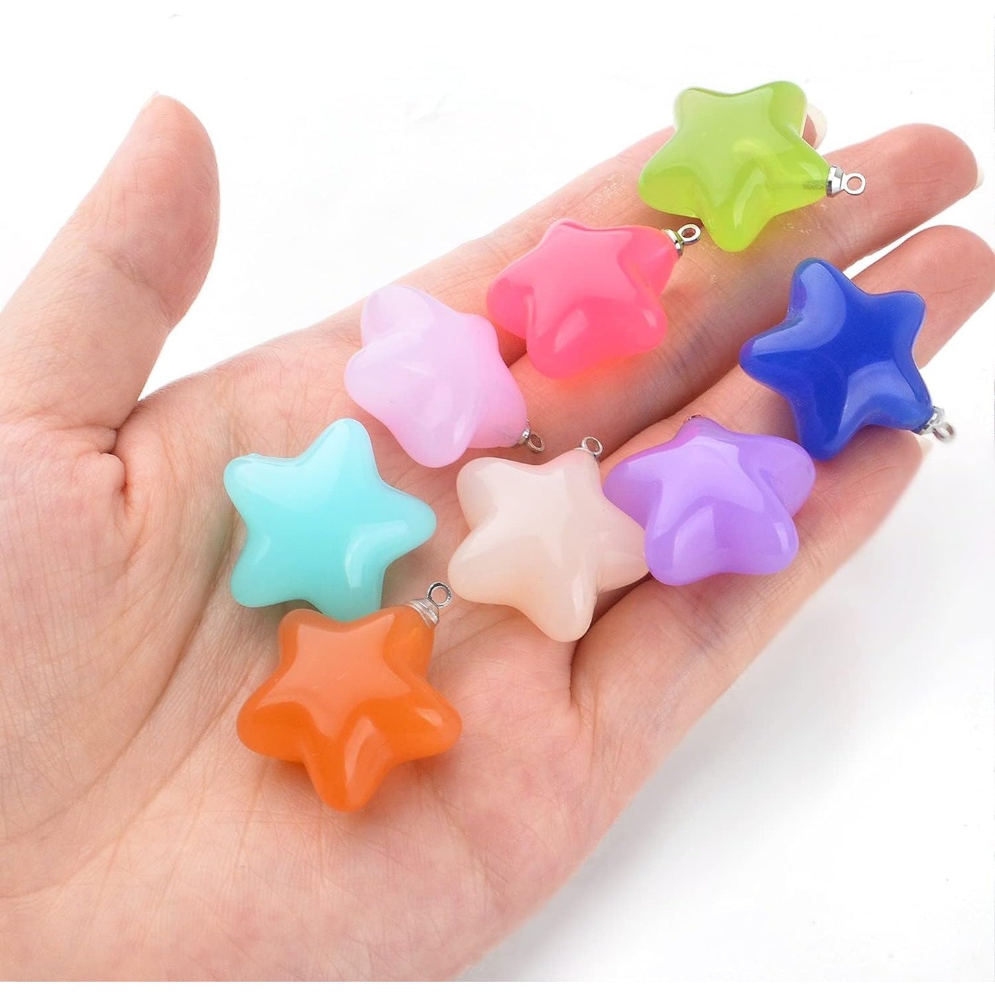 20pcs Mixed Color Star Pendants & Charms Resin Star Beads Craft Supplies for DIY Earrings, Necklace & Bracelet Jewelry Making Accessory