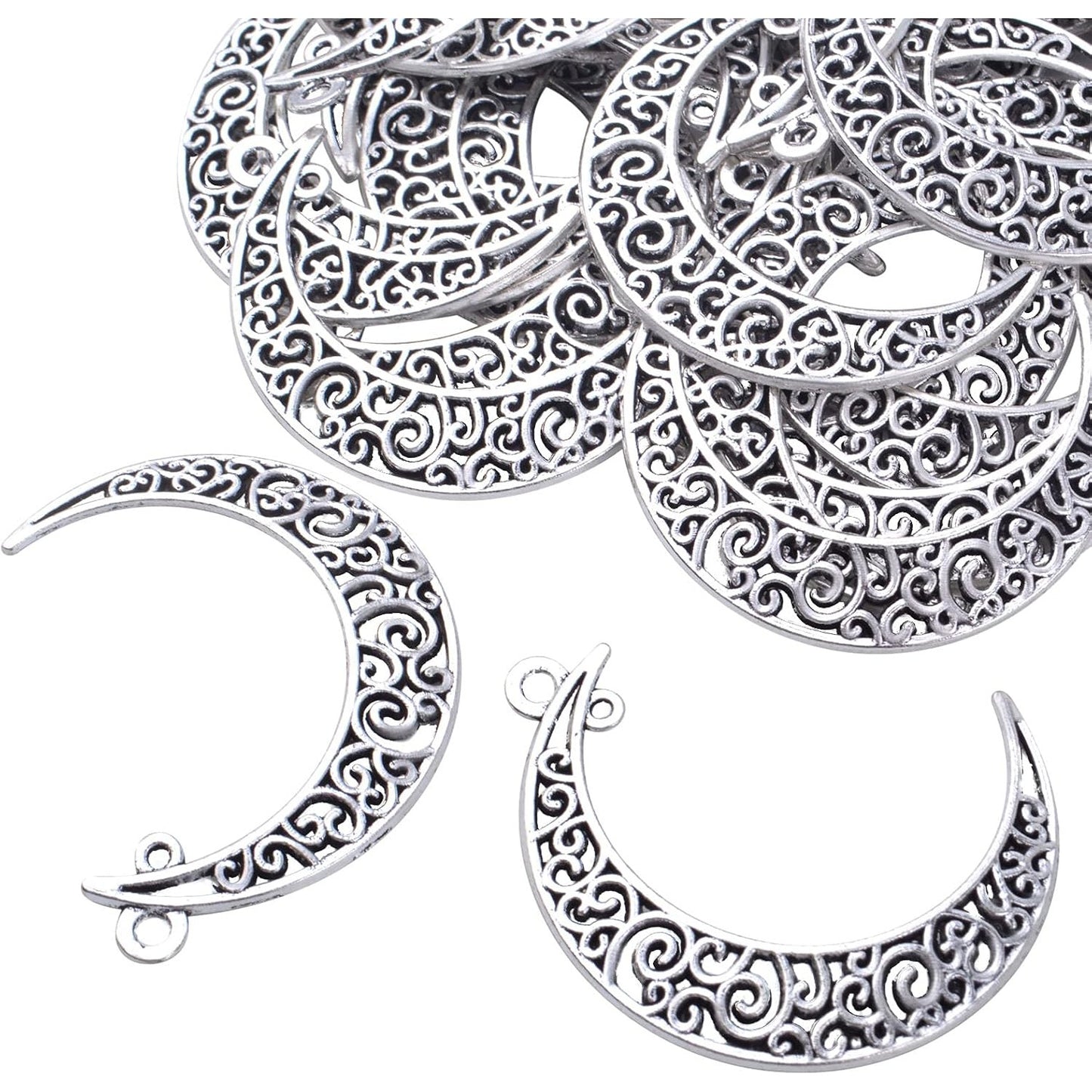 40pcs Hollow Moon Charms Crescent Moon Pendants Celestial Charms Crafts Supplies for DIY Bracelet Necklace Jewelry Making Accessory
