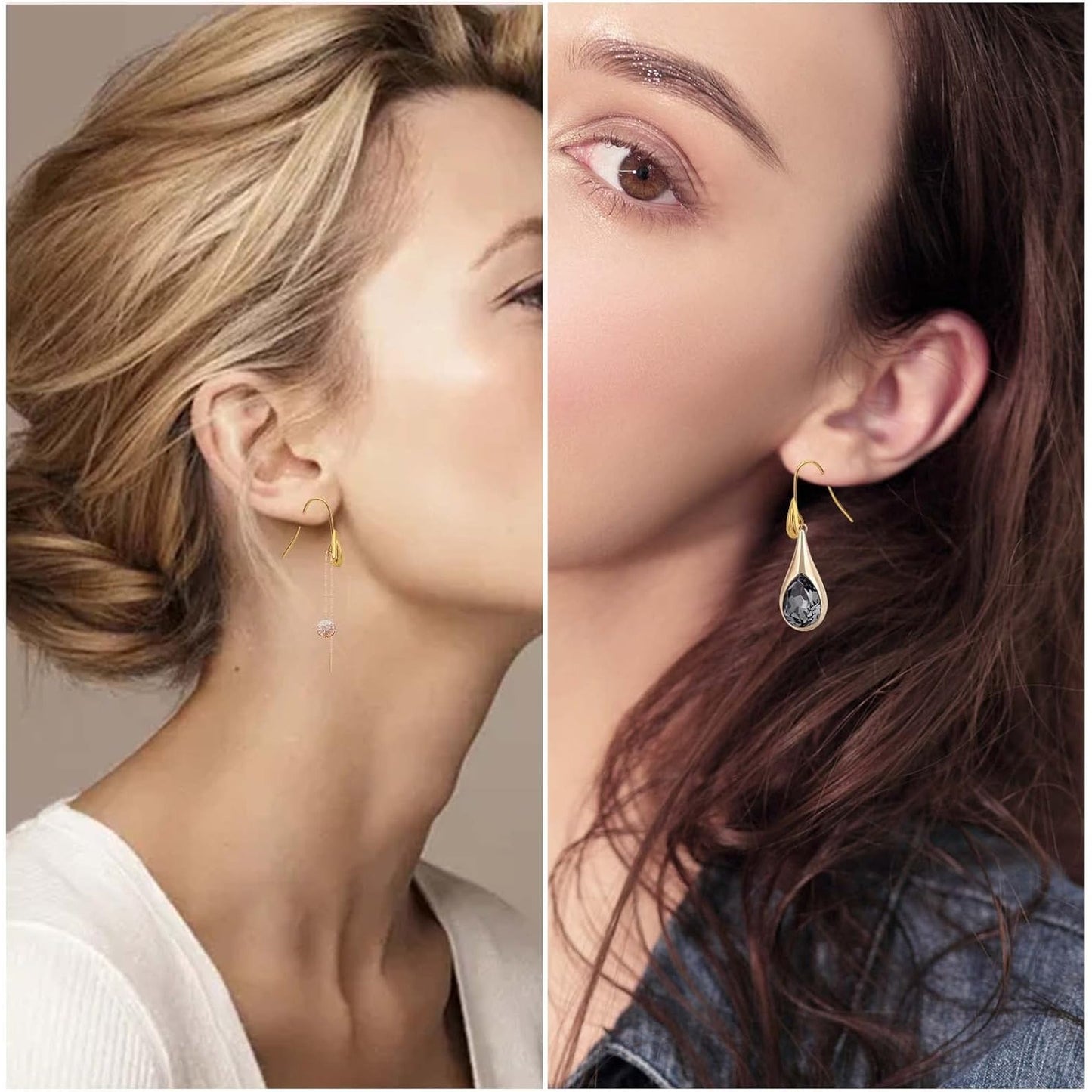 30 Pieces Golden Plated Earring Hooks Hypoallergenic Brass Ear Wire Fish Hooks with Teardrop Shape Dangle Earrings for DIY Earring Jewelry Making Findings