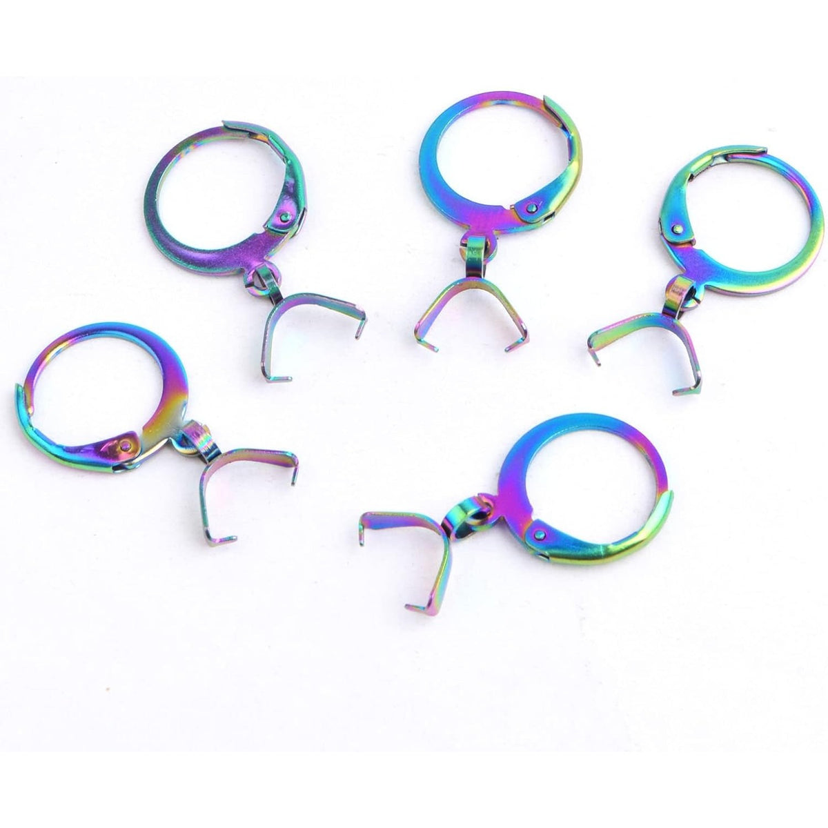 20pcs Stainless Steel Round Earring Hooks Hypoallergenic Leverback Ear Wires Hooks with Pendant Clasps for DIY Earrings Dangle Jewelry Making Supplies, Rainbow Color
