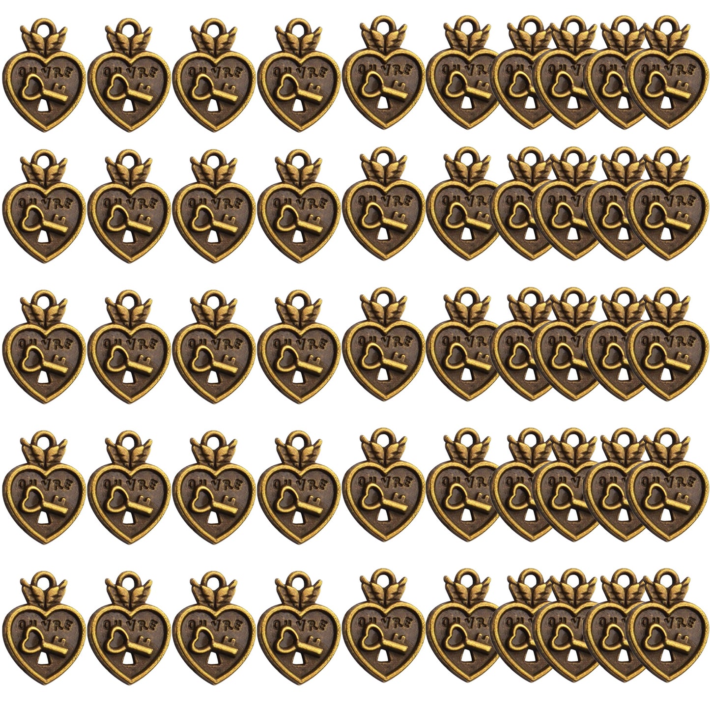 Lock Charms Pendant, 50pcs Tibetan Style Heart Lock Charms Antique Alloy Lock Pendant Craft Supplies for Bracelets Necklace Jewelry Findings, Antique Silver and Antique Bronze, 17x13x2.5mm