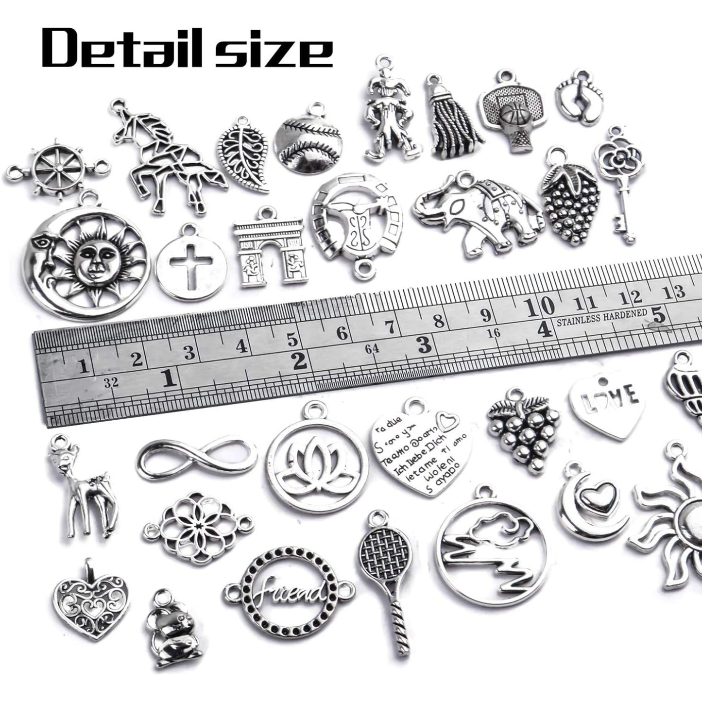 Vintage Charms Bulk,300pcs Mixed Antique Charms Tibetan Silver Pendants for Necklace Bracelet Jewelry Making and Crafting