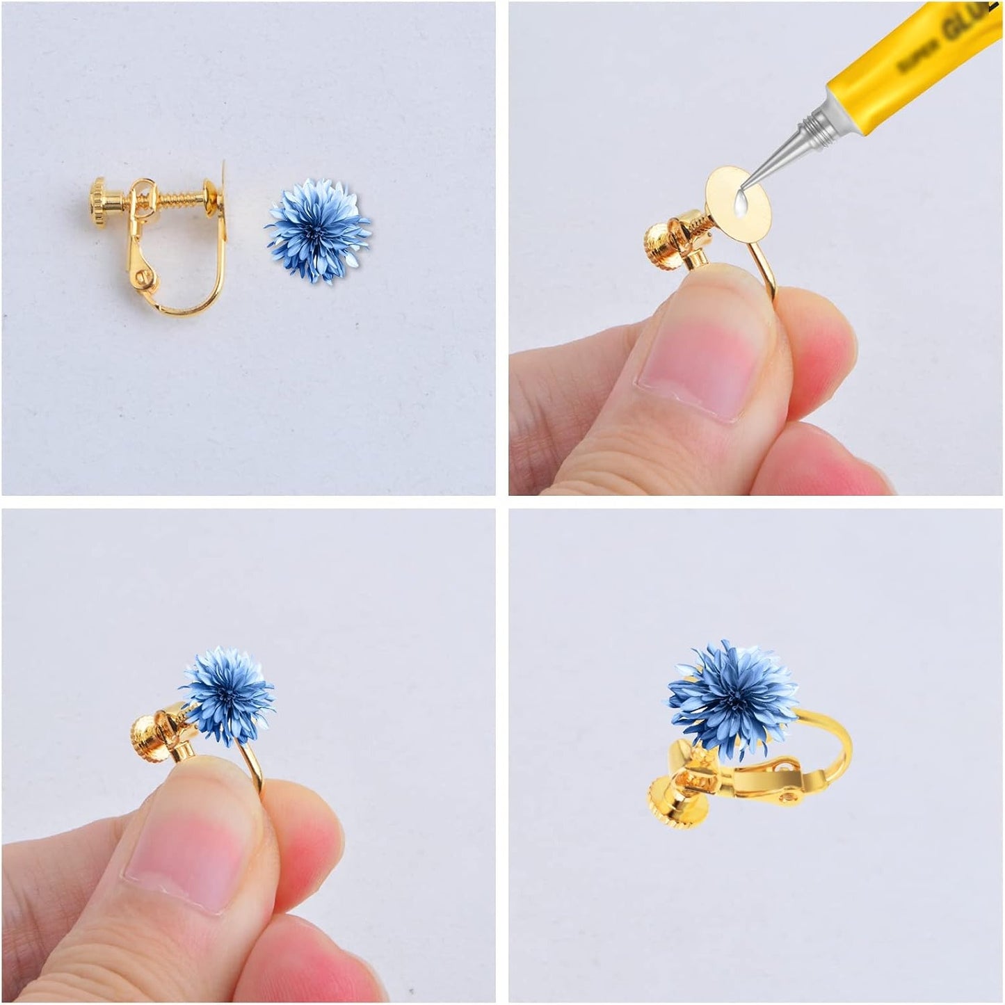 20pcs Stainless Steel Screw Clip-on Earring Converters Components Hypoallergenic Flat Round Earring Bezel Tray Clips for Non-Pierced Ears DIY Earrings Making, 2 Colors