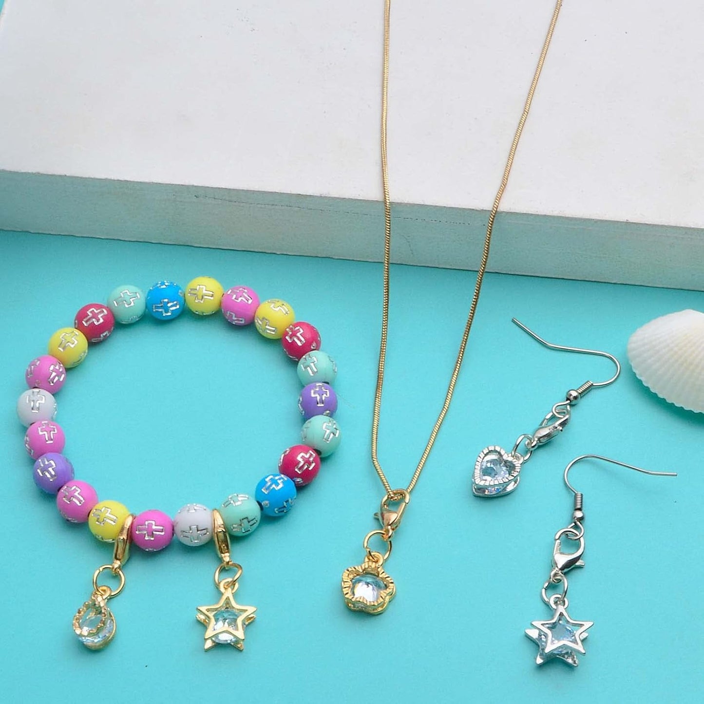 20pcs 2 Colors Cubic Zirconia Charms Metal Round Heart Star Plum Bossom Drop Shaped Pendants with Lobster Clasps for DIY Necklace Earrings Jewelry Making Supplies, 5 Styles