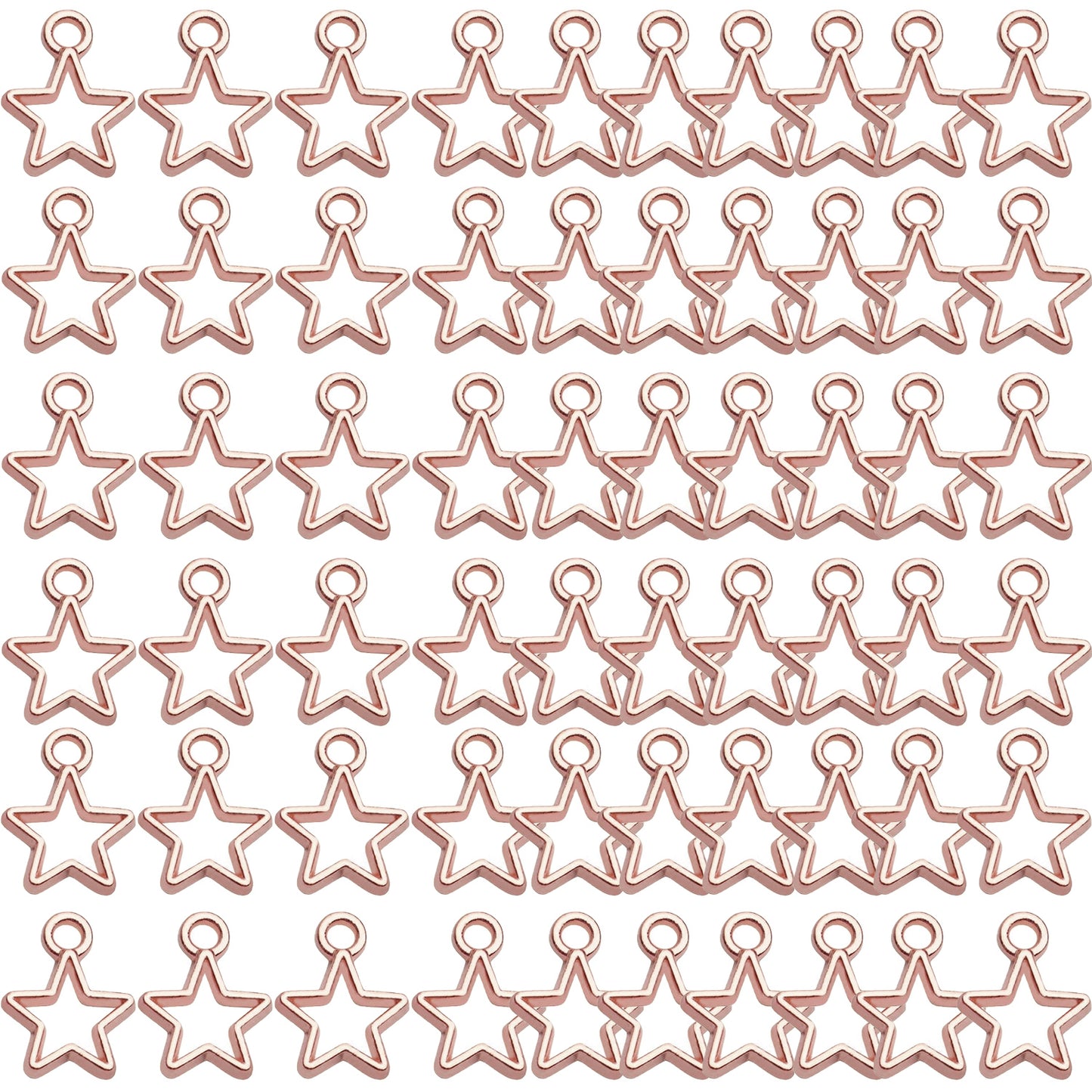 60pcs Mini Star Shaped Charms European Style Charm Hollow Star Charm Jewelry Charms Pendants for DIY Necklaces Bracelets Jewelry Accessories, 6 colors