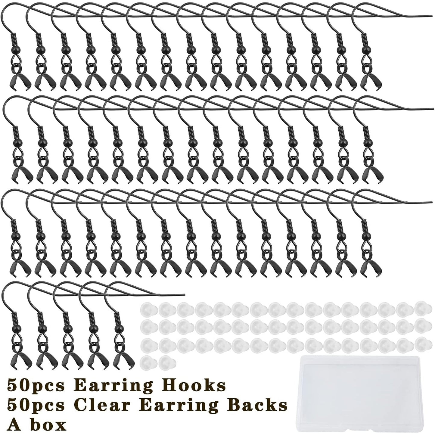 50pcs Hypoallergenic Earring Hooks - Stainless Steel Wire Ear Ball Hooks with Pendant Clasp for Jewelry Making Supplies