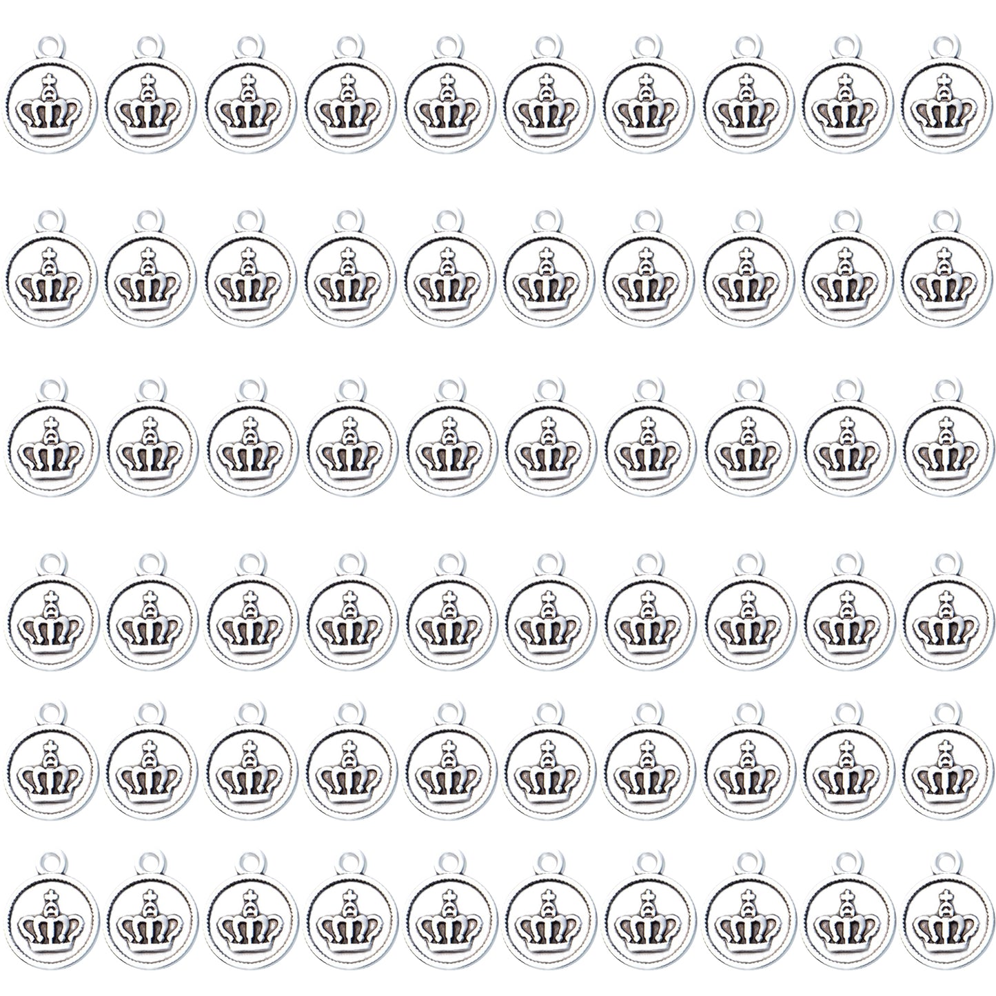 60pcs Crown Pendant Charm Alloy Round Crown Charms Beads King Charms Craft Supplies for DIY Necklace Bracelets Jewelry Pendant Making,4 Colors