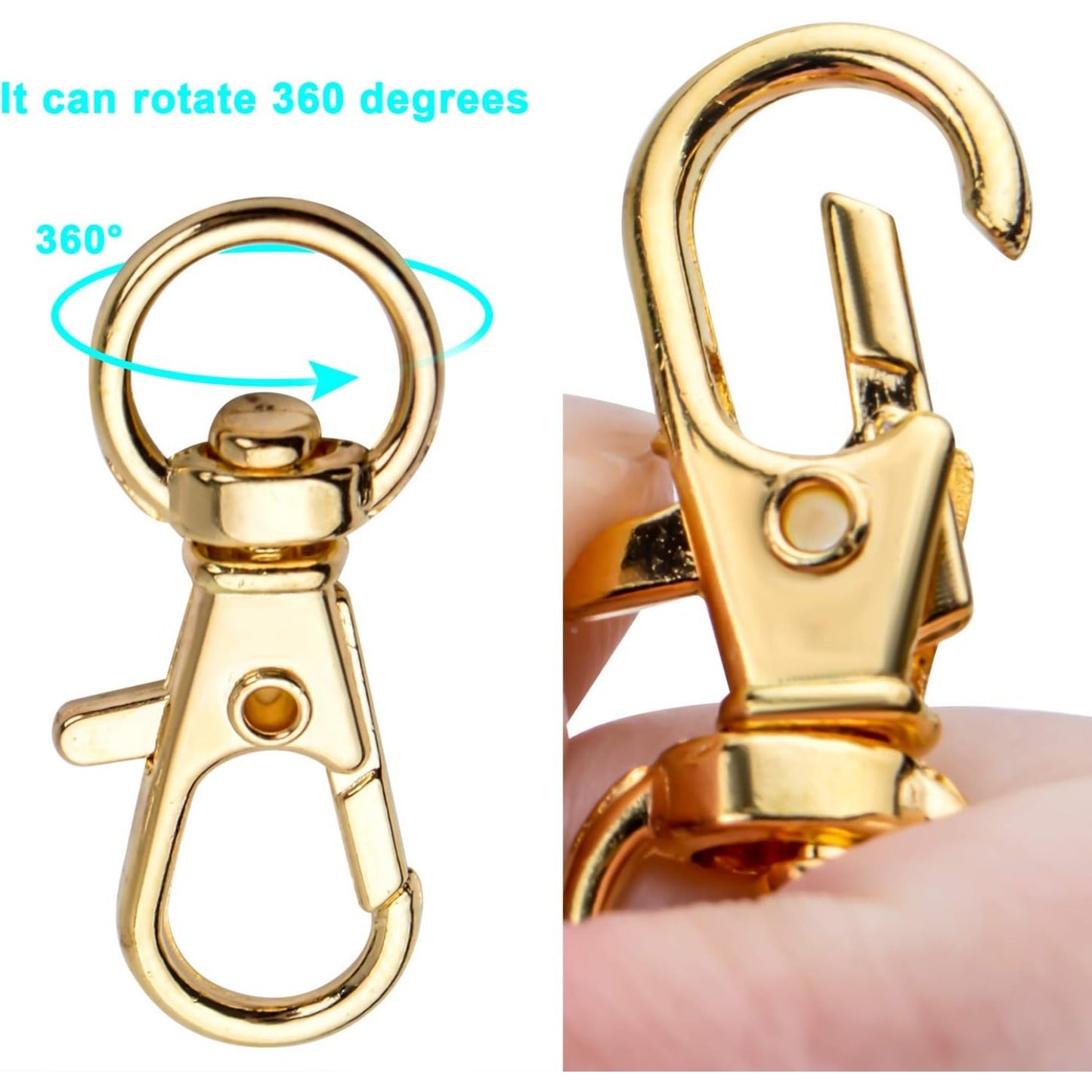 50 pcs Swivel Clasps Lanyard Snap Hook,Metal Swivel Lanyard Snap Hook Lobster Claw Clasp(Gold)