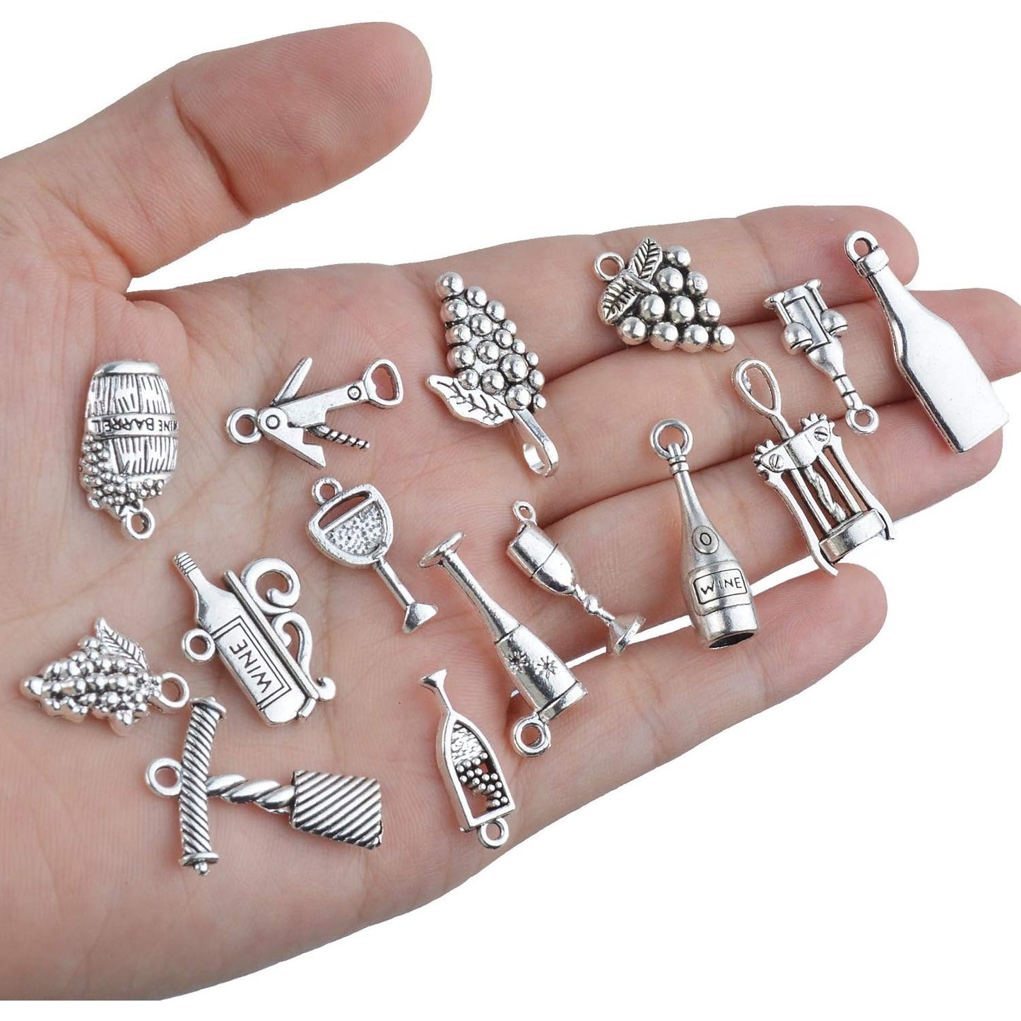 68pcs Tibetan Silver Pendants Wine Bottle Glass Opener Grape Wine Charms Accessories Jewelry Findings for DIY Necklace Bracelet