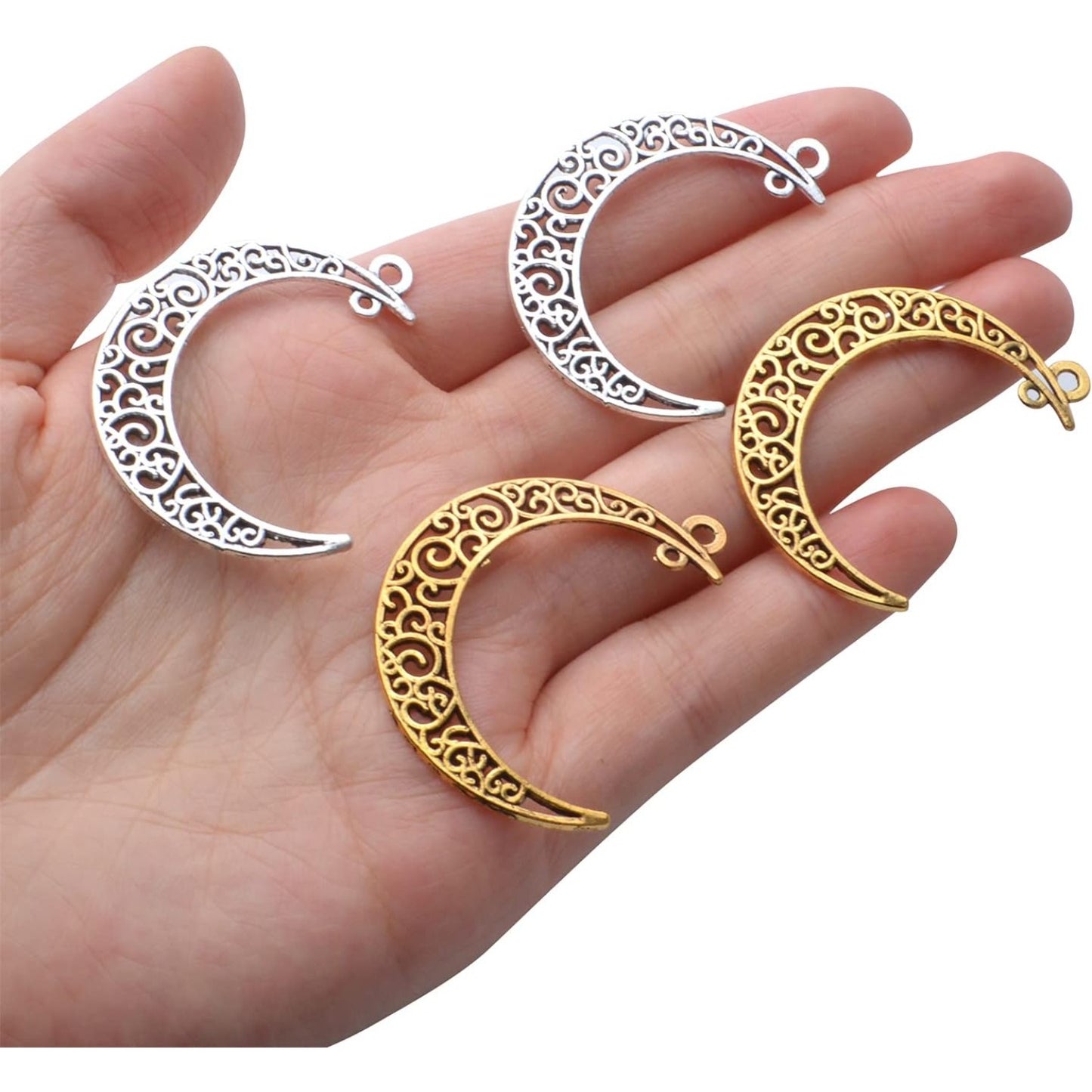 40pcs Hollow Moon Charms Crescent Moon Pendants Celestial Charms Crafts Supplies for DIY Bracelet Necklace Jewelry Making Accessory