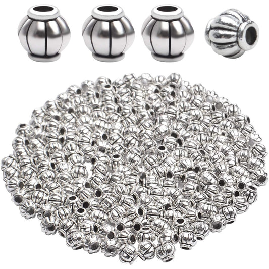 Tibetan Spacer Beads, 200 Pcs Antique Silver, Alloy, Round, Craft Beads, Hole: 1.5 mm