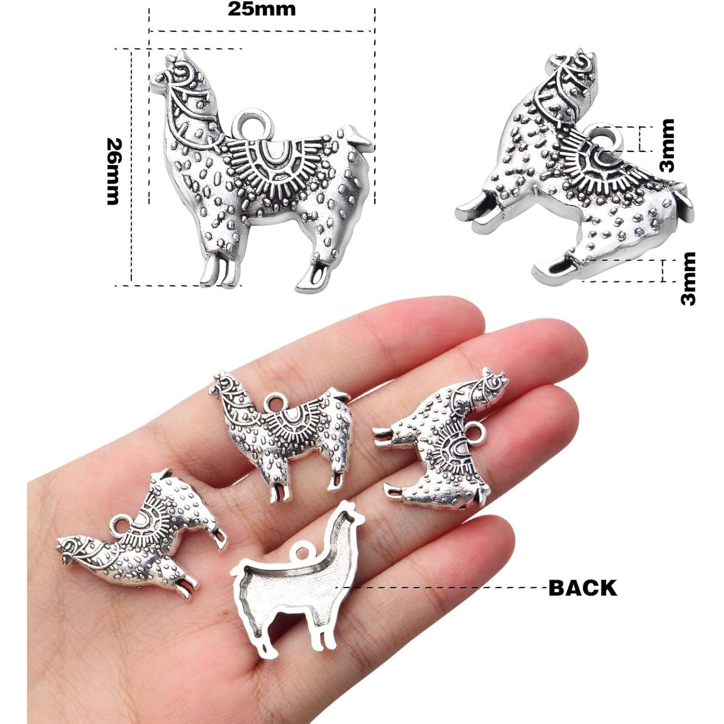 50pcs Antique Silver Alpaca Charms Llama Pendants Tibetan Alloy Animal Llama Charms Vintage Dangle Pendants Jewelry Making Accessory for DIY Crafts Bracelets Necklaces