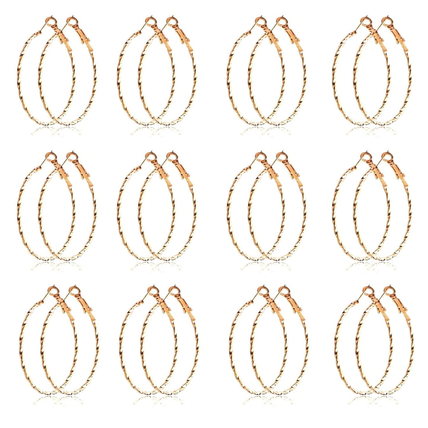 12 Pairs 6 Sizes Earrings Beading Hoop Hypoallergenic Round Circle Open Beading Hoop Earrings for DIY Crafts Jewelry Making Wedding Party Favor Gifts(Golden, Silver)