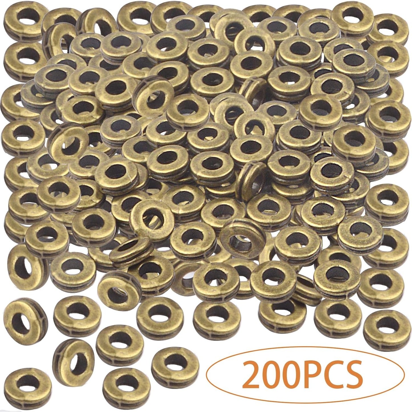 Rondelle Spacer Beads, 200pcs 6mm Flat Round Spacer Beads Metal Rondelle Spacer Beads Craft Supplies for DIY Jewelry Making, Antique Bronze