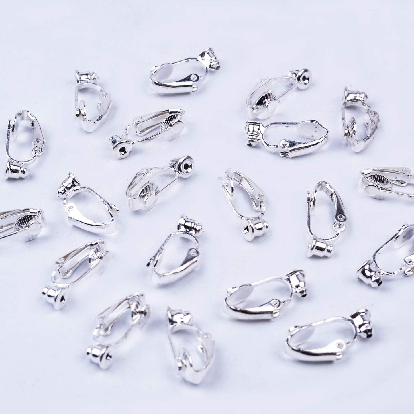 BronaGrand 20 Pieces Clip-on Earring Converter Components Findings with Post, Silver