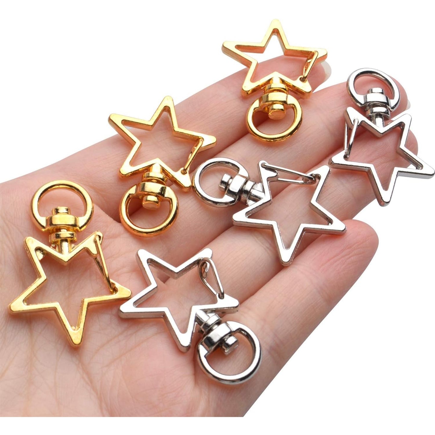 Swivel Clasps Clips,40pcs Metal Swivel Lobster Claw Clasp Star Shape Snap Hook Clip Small DIY Accessories for Crafting Keyrings Bags Jewellery-Gold,Silver