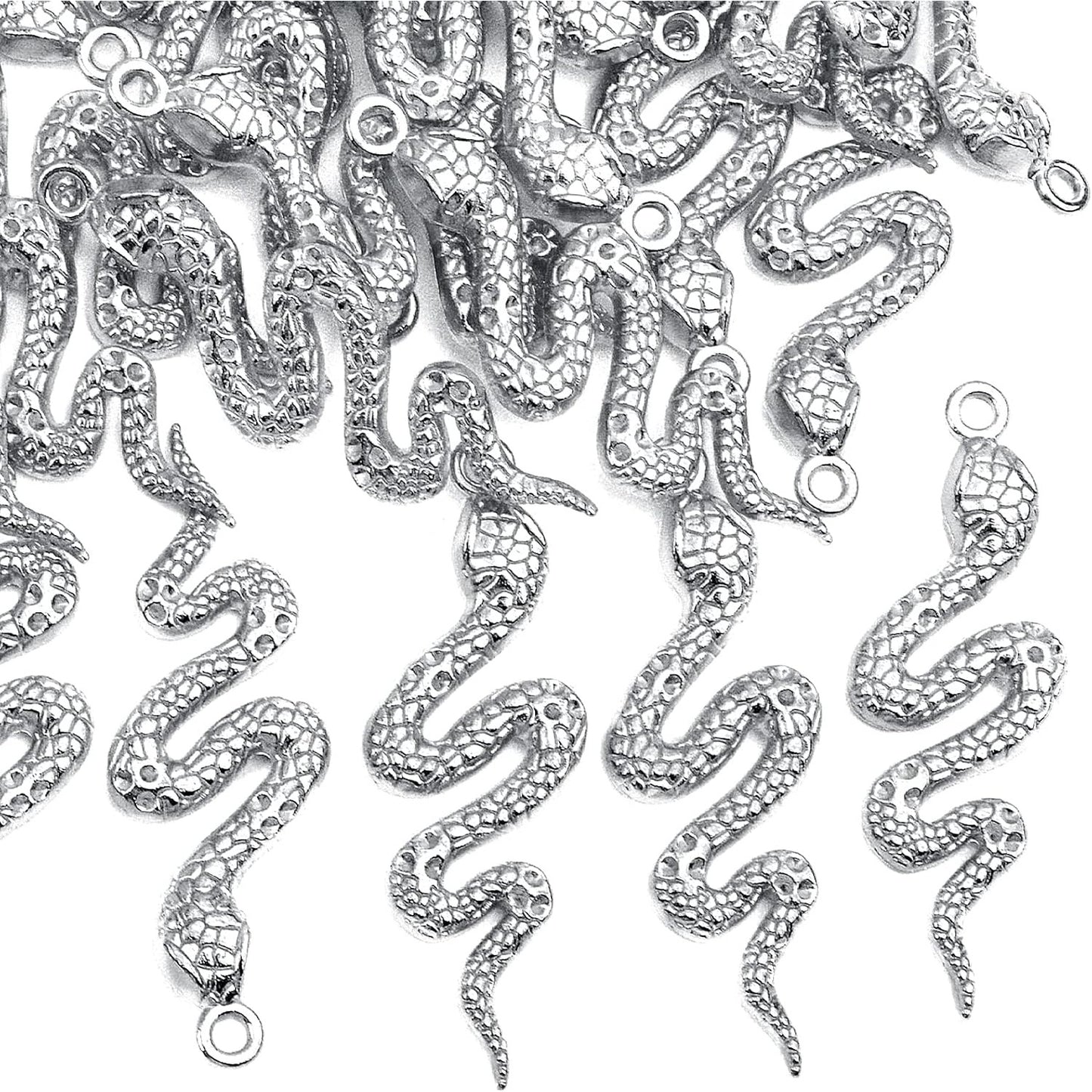 32pcs Snake Charms - Alloy Cobra Pendant for Bracelets Necklaces DIY Jewelry Craft Making Supplies, 4 Colors