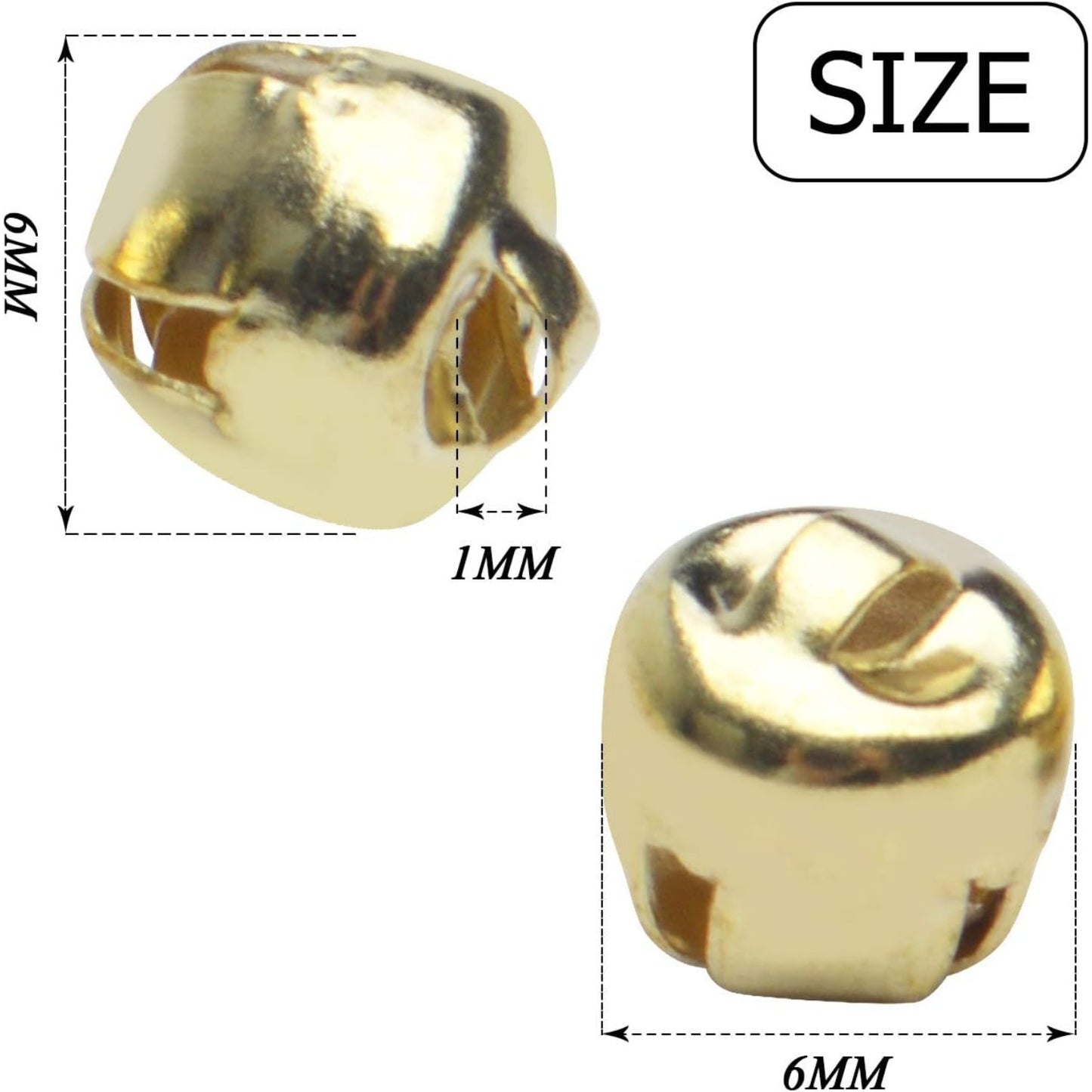BronaGrand 300pcs Jingle Bells,6mm Craft Bells Bulk DIY Bells for Christmas Festival Decoration Home Decoration,Gold