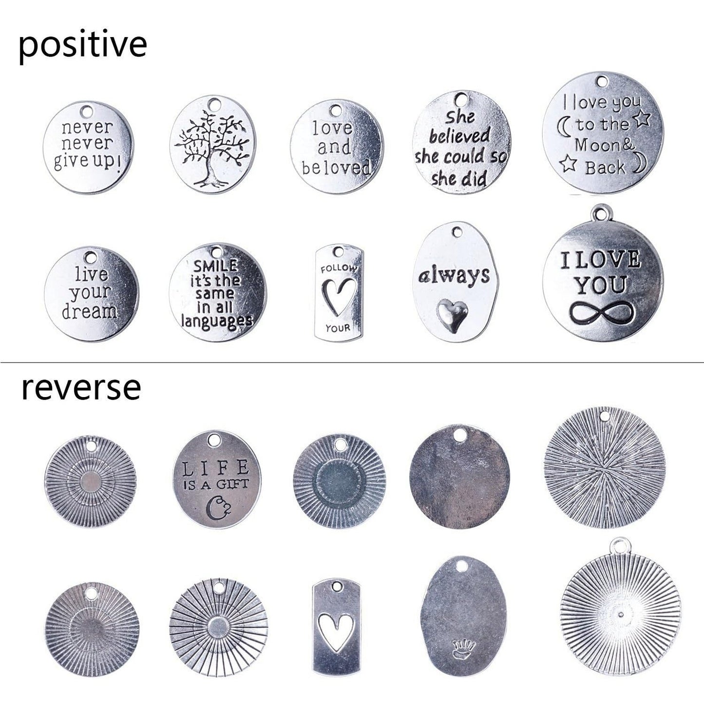 40pcs Inspiration Words Charms Craft Supplies Beads Charms Pendants for Crafting, Jewelry Findings Making Accessory For DIY Necklace Bracelet