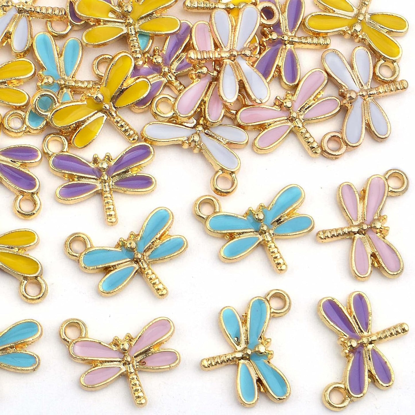 30pcs Dragonfly Charms Enamel Colorful Dragonfly Pendants Insect Charm Pendant for DIY Bracelet Earrings Jewelry Making
