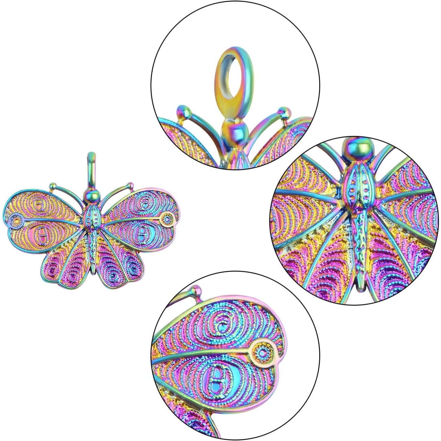 10pcs 10 Styles Butterfly Dangle Charms Alloy Butterfly Shape Pendants Ornaments Craft Supplies for DIY Bracelet Necklace Earrings Jewelry Making Hair Clip, Rainbow Color