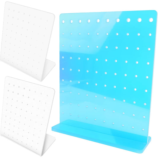 3pcs 3 Styles Earring Display Holders with Holes Plastic Earring Display Stand L-Shape Ear Studs Show Showcase Holders Organizer for Jewelry Display Hanging Earrings, 3 Colors