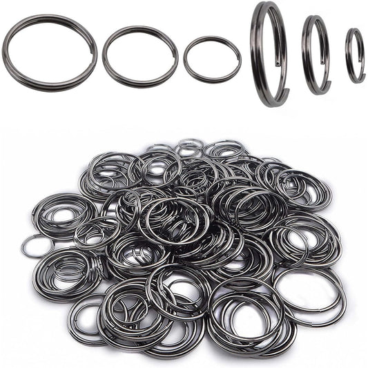 200pcs Gun Black Double Jump Rings Metal Open Jump Rings Split Ring Keyring Connectors for DIY Bracelet Necklace Earring Jewelry Making Supplies, 10mm/16mm/20mm