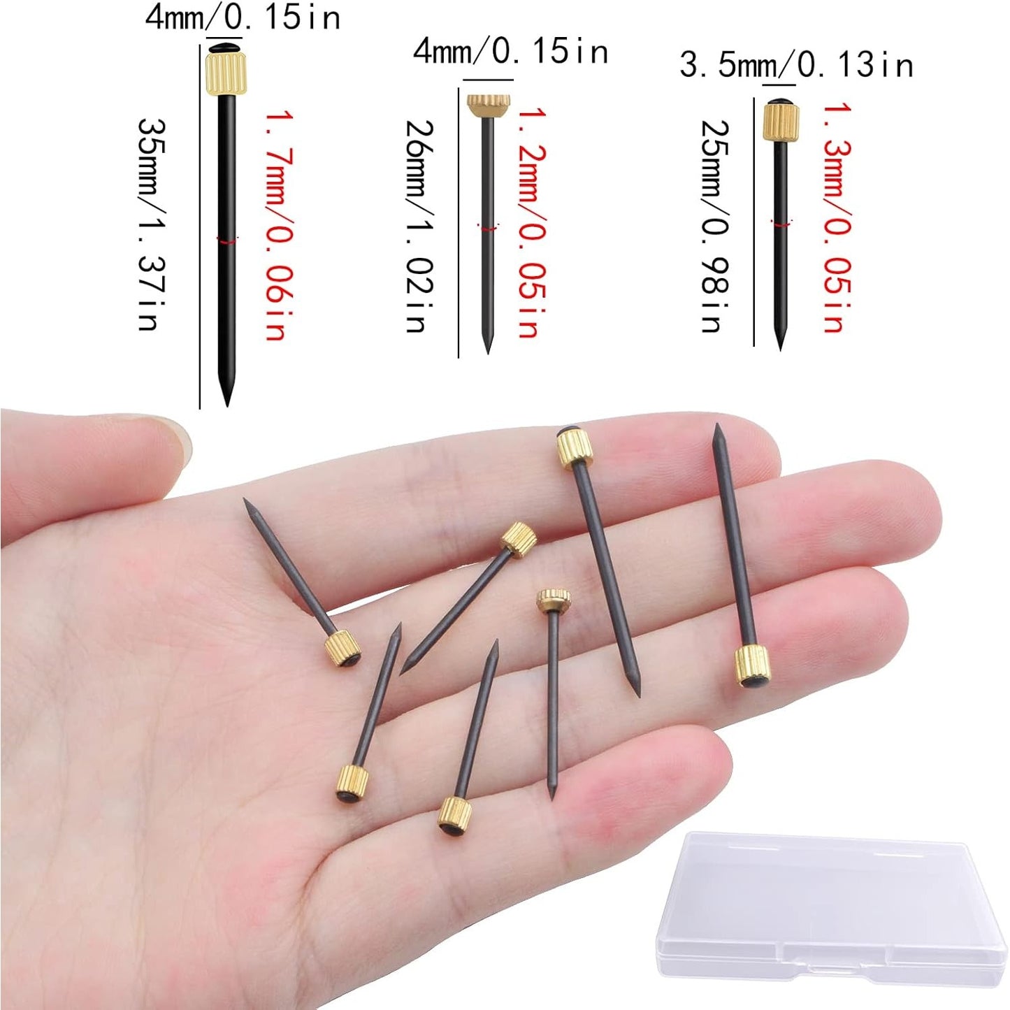 90 Pieces Picture Hanging Nails Black Steel Nails and Brass Head Picture Frame Hangers Nails Hardware with A Plastic Box for Picture Hanging Fixing Coat Racks, 3 Sizes