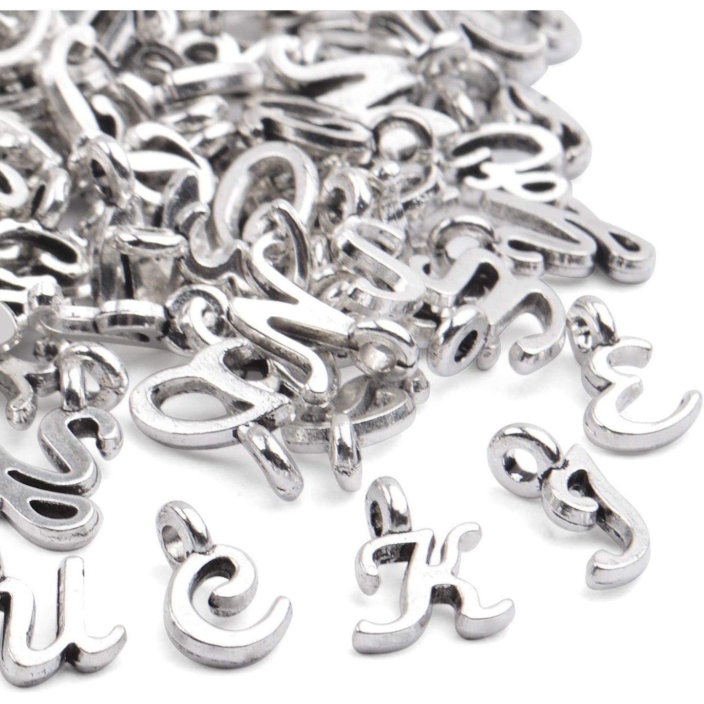 Letter Charms Collection, 4 Sets(104 pieces) Alloy Alphabet A-Z Charms English Letters Pendants Jewelry Findings for DIY Bracelet Necklace