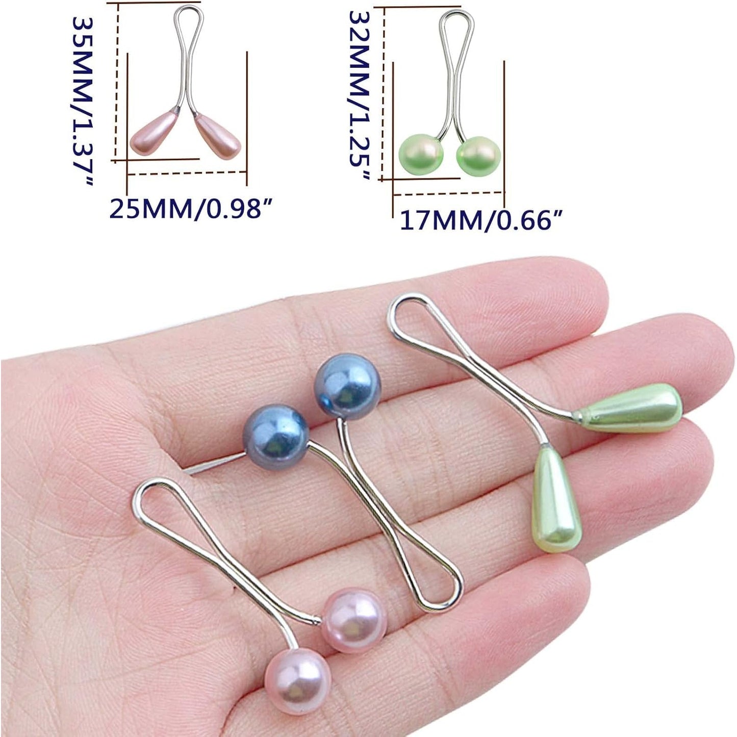 24pcs Colorful Faux Pearl Scarf Clips Cute Headscarf Shawl Scarf Muslim Hijab Clips U Shaped Lapel Brooch Pin Clips for Sweater Cardigan Clothing Jeans Hat Bag Ornaments