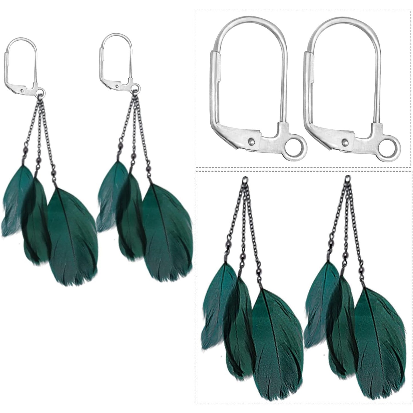 50 Pieces (25 Pair) Stainless Steel Leverback Earrings Round French Hook Earwires Findings with Open Loop for Earring Making - 13 x 15 mm