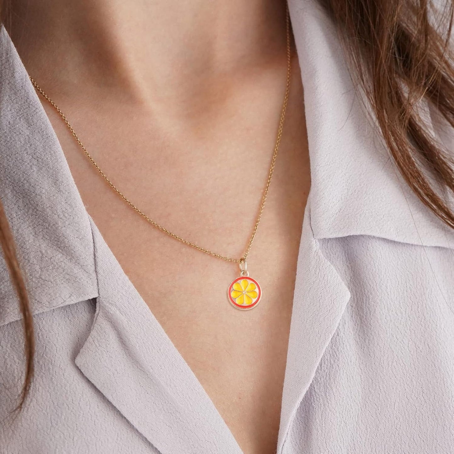 20 Pieces Cute Enamel Lemon Orange Pendant Charms Alloy Fruit Shape Dainty Dangle Charms Ornaments for DIY Necklace Bracelet Earrings Crafts Jewelry Making, 2 Colors