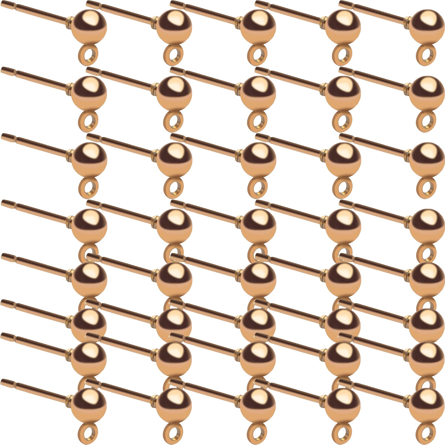 Ball Post Earrings with Loop, 40pcs 4mm Hypoallergenic Stainless Steel & Silicone Earring Studs & Backs, 4 Colors
