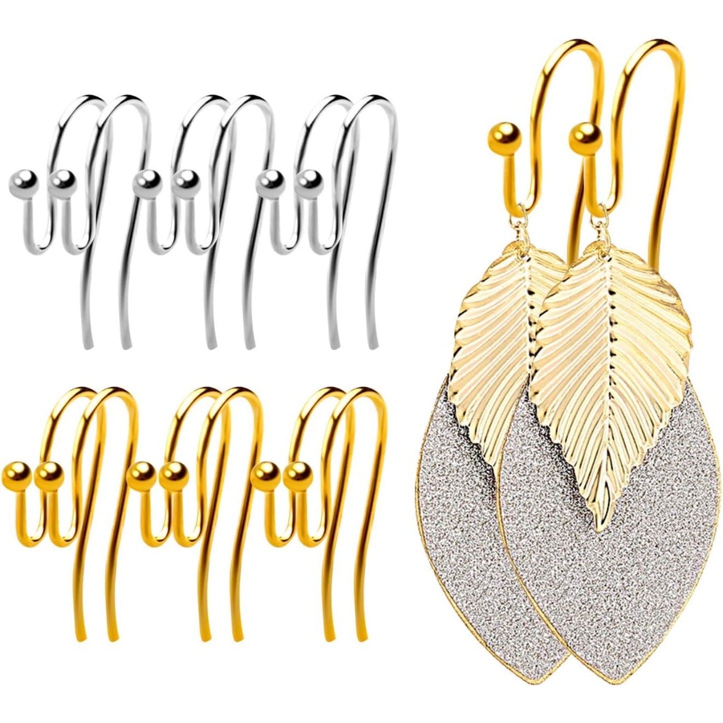 Earring Findings Bulk,200 Pieces French Earring Hooks Ball End Earwires with 200 Pieces Rubber Earring Stoppers for Dangling Earring Making,Golden and Silver