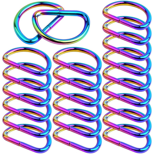 BronaGrand 20pcs Metal Semi-Circular D Rings Multipurpose Half Round D-shaped Rings Buckle Clips DIY Accessories for Bags Purse Backpack Belt Clothing Sewing, Rainbow Color