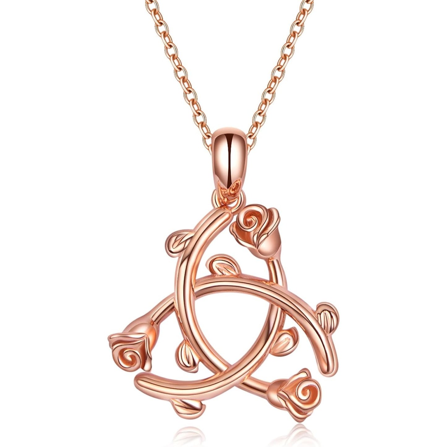 925 Sterling Silver Rose Flower Love Irish Celtic Knot Peace Sign Infinity Triquetra Trinity Protection Pendant Necklace for Mother Women Jewelry Gifts Nudo De Bruja