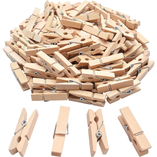 BronaGrand 100pcs Mini Wooden Utility Paper Clip,Clothespins Clip,Photo Clips