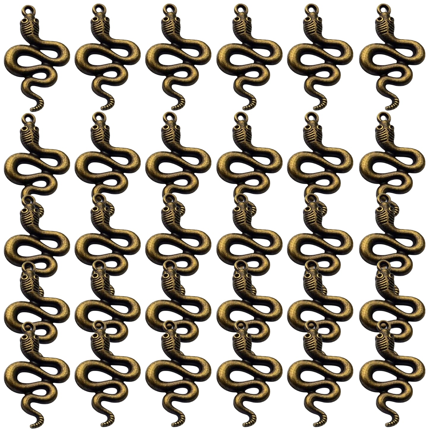 30pcs 5 Colors Snake Charms Pendants Alloy Mixed Styles Snake Serpent Charms Craft Supplies for Halloween DIY Bracelets Necklaces Earrings Jewelry Making