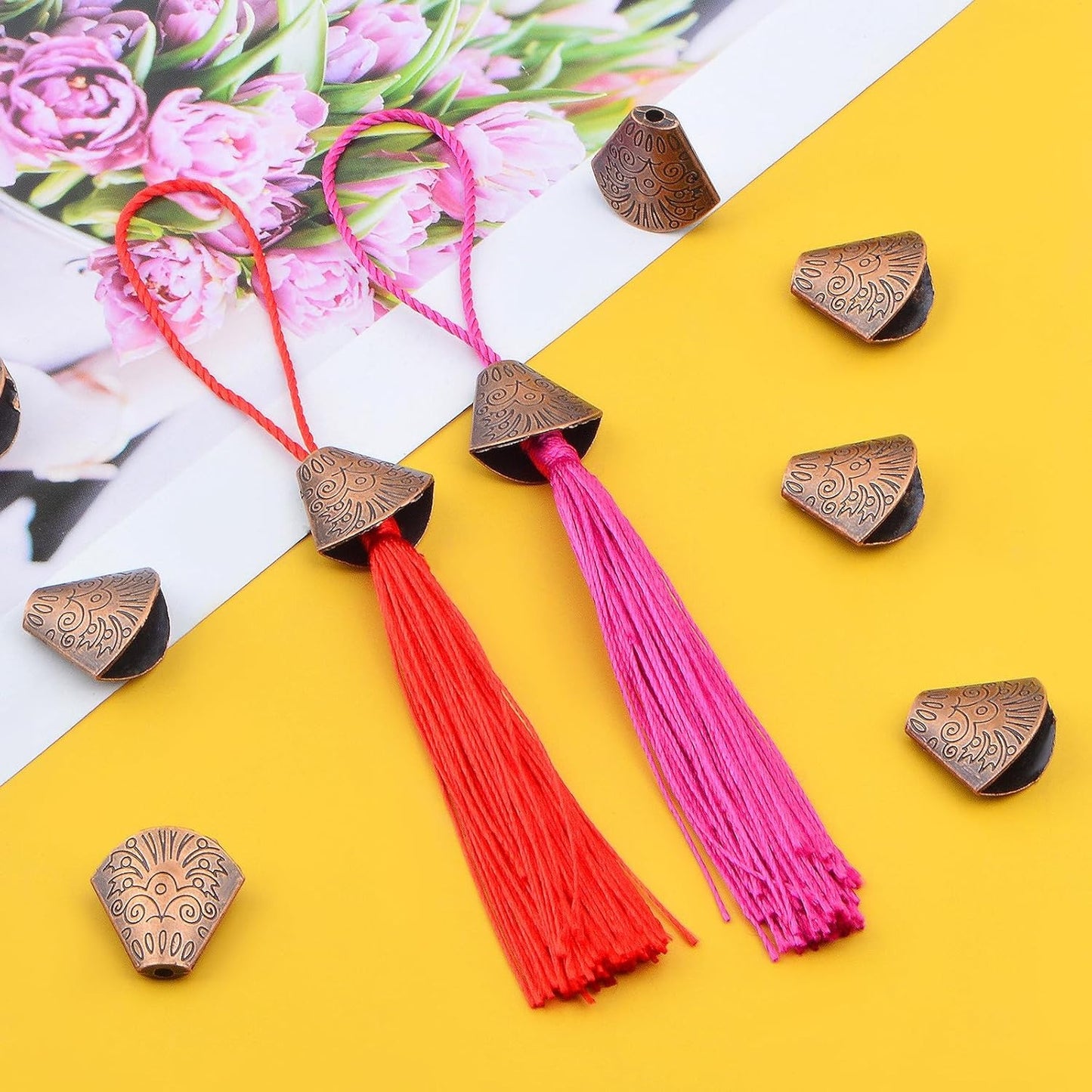 Bead Caps Making, 100pcs Tibetan Style Trumpet Bead Caps Antique Bead Cone Caps Alloy Bead End Caps Tassel End Cap for Bracelet Necklace Earring Jewelry Making Crafts