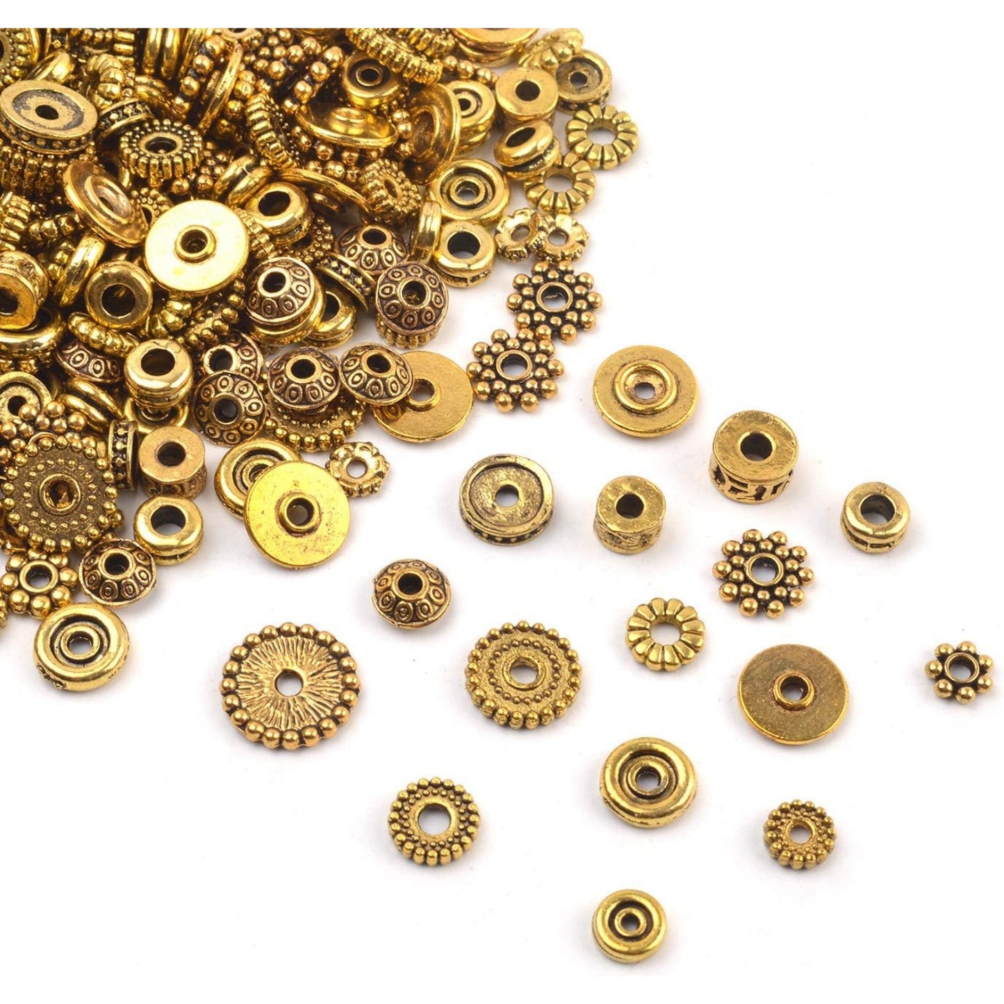 100 Gram(About 170-300pcs) Bali Style Antique Gold Spacer Beads Jewelry Findings Accessories for Jewelry Making Bracelet Necklace