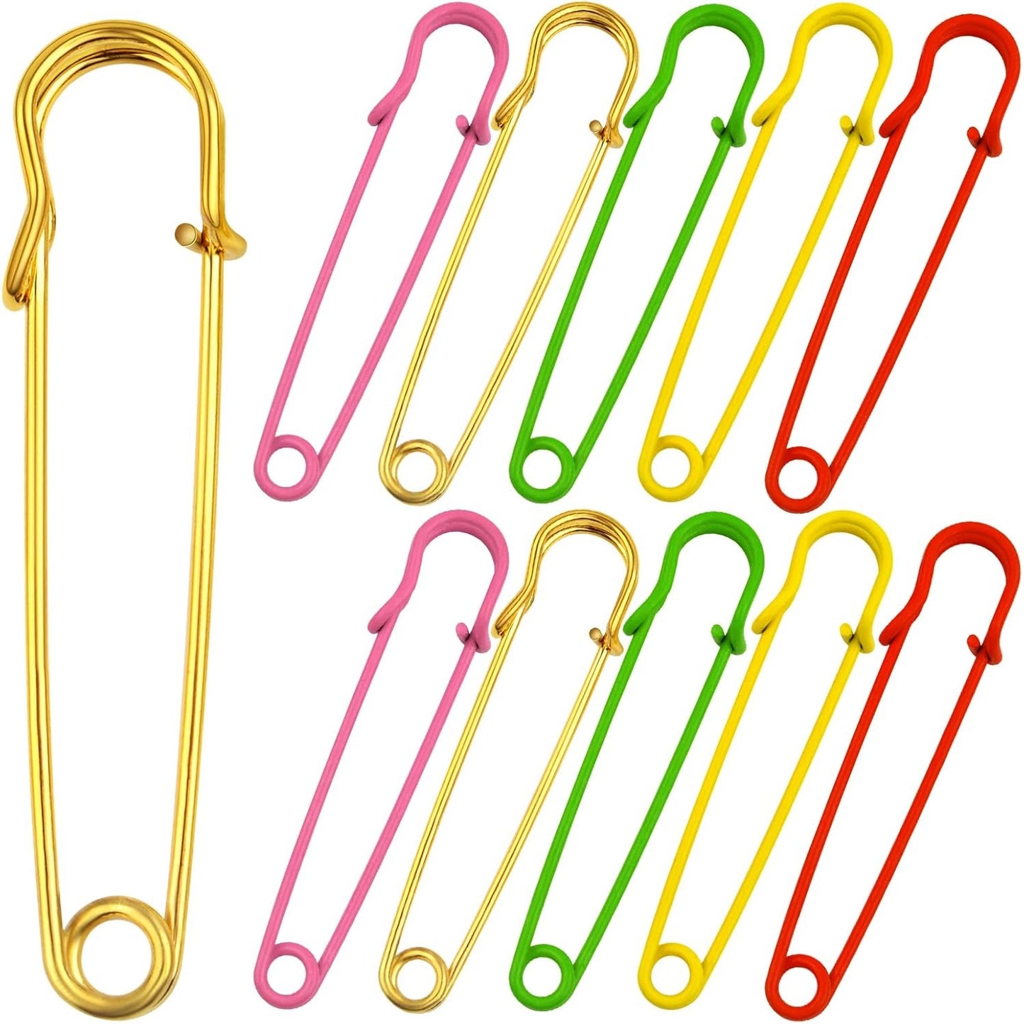 20 Pieces 75 mm Extra Large Safety Pins Metal Heavy Duty Sweater Shawl Pins Safety Pins Brooches for Blankets Skirts Kilts Jewelry Making Craft Sewing, 5 Colors