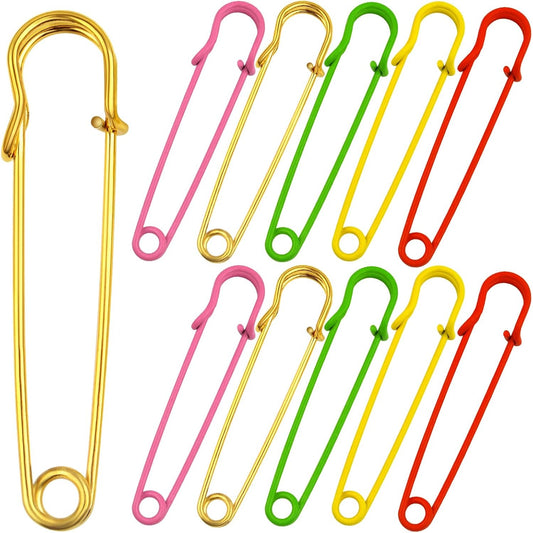 20 Pieces 75 mm Extra Large Safety Pins Metal Heavy Duty Sweater Shawl Pins Safety Pins Brooches for Blankets Skirts Kilts Jewelry Making Craft Sewing, 5 Colors