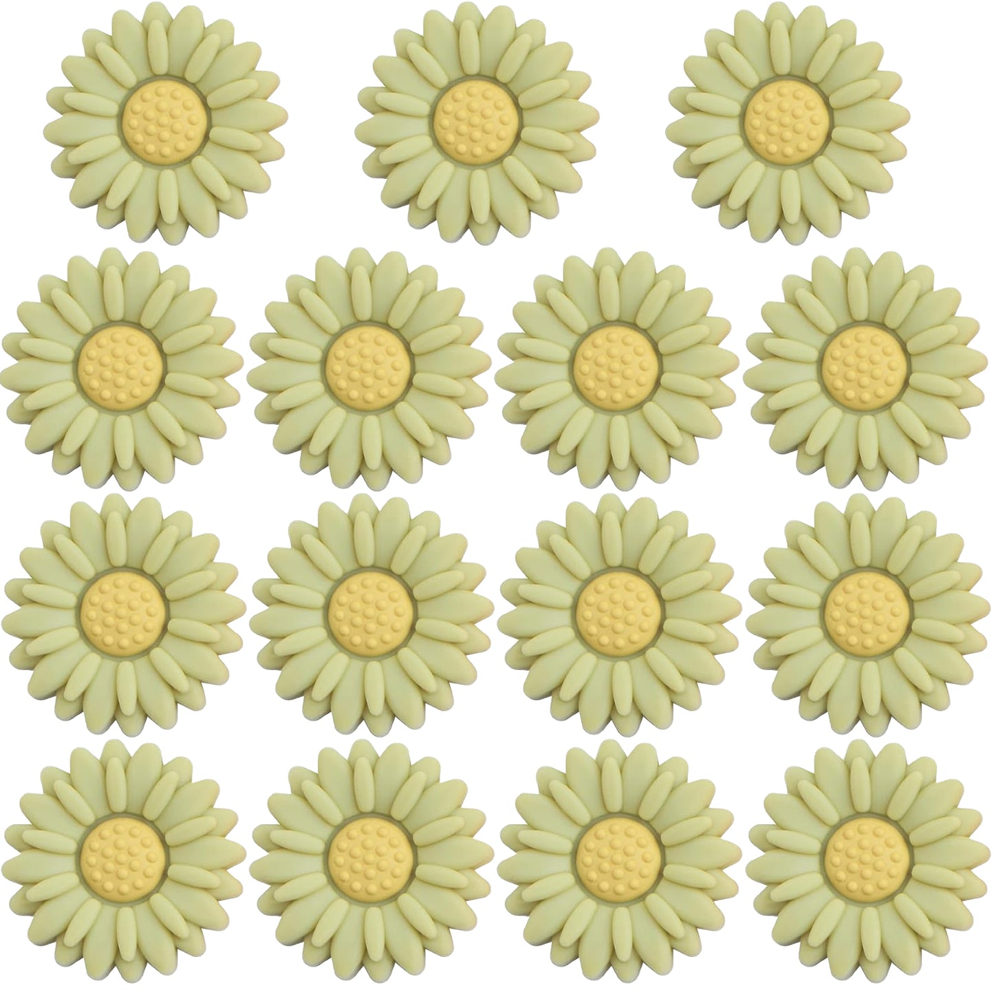 15pcs Daisy Flower Silicone Beads Colorful Soft Silicone Sunflower Spacer Beads Flower Shape Loose Beads Craft Accessories for DIY Necklace Bracelet Keychains Jewelry Making