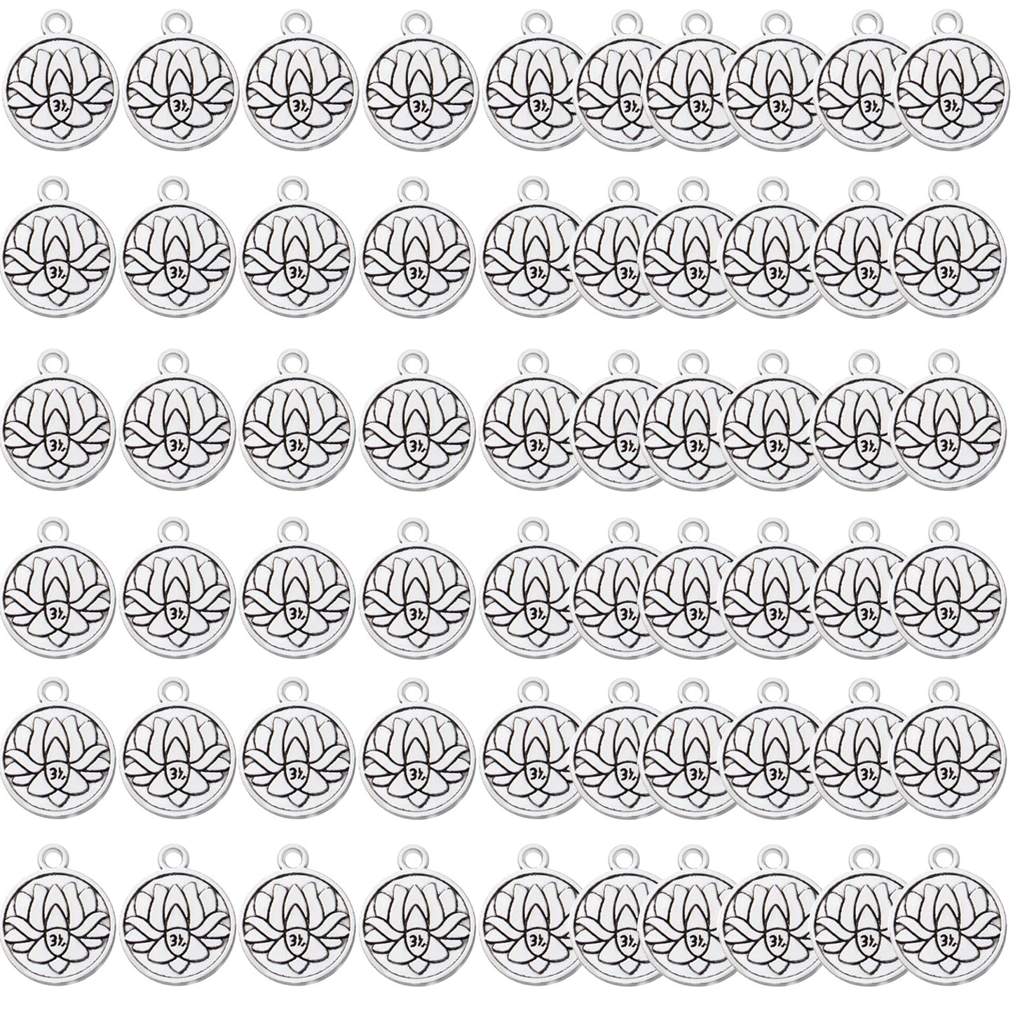 60pcs Lotus Flower Charm Pendants Tibetan Alloy Lotus Beads Charms for DIY Necklace Bracelet Jewelry Making Findings Accessory