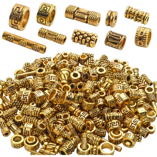 BronaGrand 100g (About 220-300pcs) Antique Gold Column Spacer Beads Bracelet Charms Necklace Pendants Jewelry Findings Accessories for Bracelet Necklace Jewelry Making