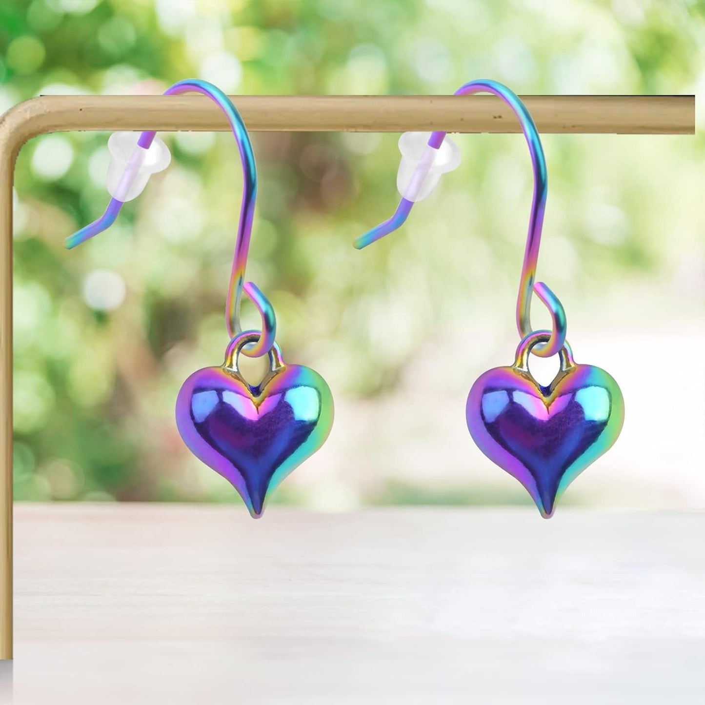 10pcs Rainbow Color Heart Shape Charms Alloy Love Heart Pendants Smooth Puff Heart Drop Charms Craft Supplies for DIY Necklace Bracelet Earrings Jewelry Making