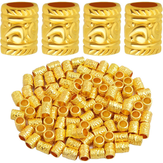 100pcs European Large Hole Tube Spacer Beads Alloy Column Barrel Loose Beads Bulk Metal Spacers Handmade Accessories for DIY Bracelet Jewelry Making Supplies Decor, Bright Golden