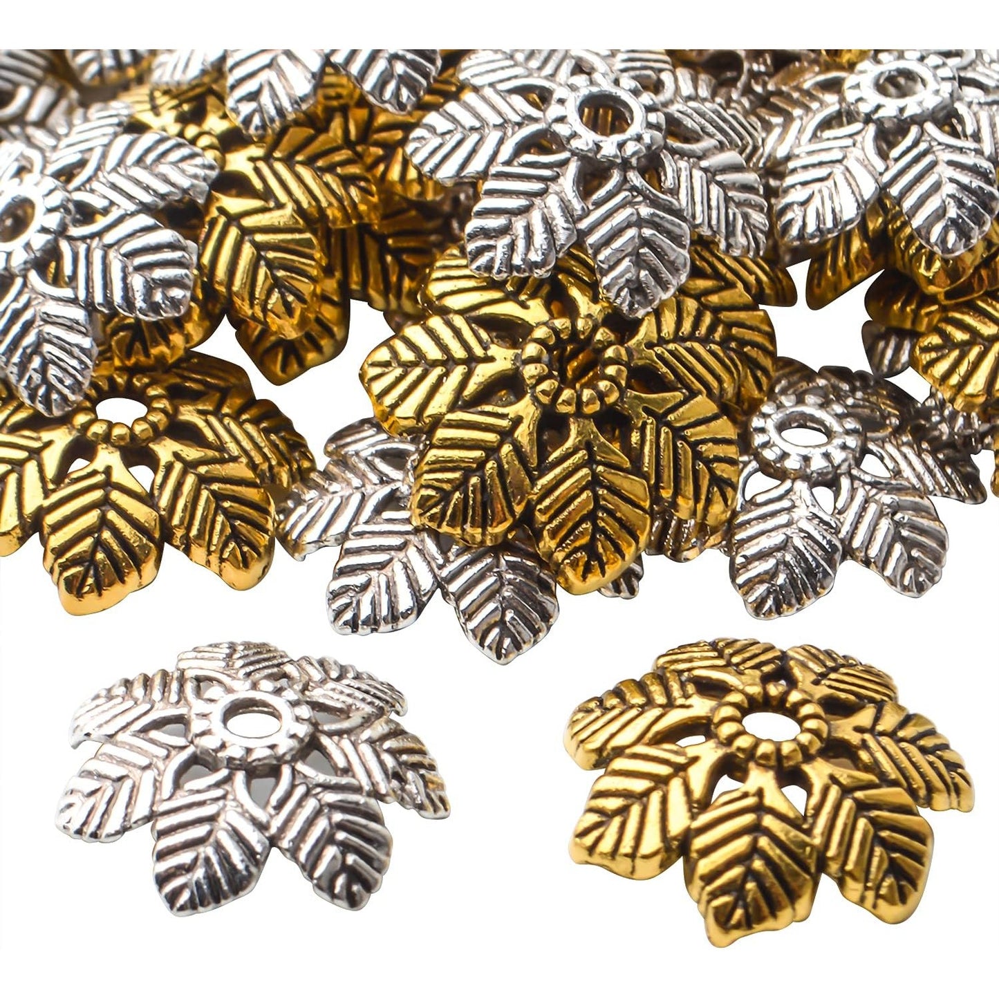 100pcs Flower Bead Caps Tibetan Alloy Spacer Beads Loose for DIY Earring Bracelet Necklace Jewelry Making